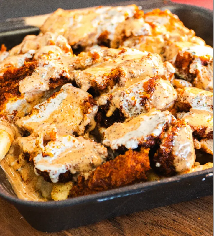 #5) HOT TENDERS OVER FRIES BOX 